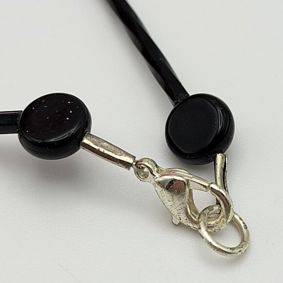 Vintage African Rolled Paper Bead Necklace 28" Green Silver Tone Lobster Clasp - Picture 8 of 9